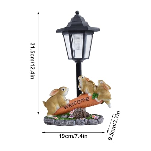 Statue de lapin extérieur en résine mignonne avec éclairage LED autonome
