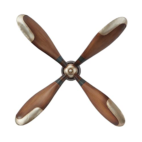 Deco 79 Hélice de avión de metal con 4 hojas para decoración de pared con detalles de aviación, 32 x 5 x 32 pulgadas, marrón Cover
