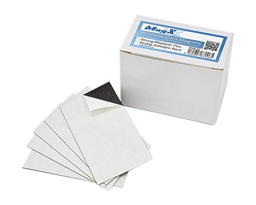MagX Magnetic Business Card with Adhesive 2x3.5 inch(100-pack), Magnets with Self Adhesive, Peel