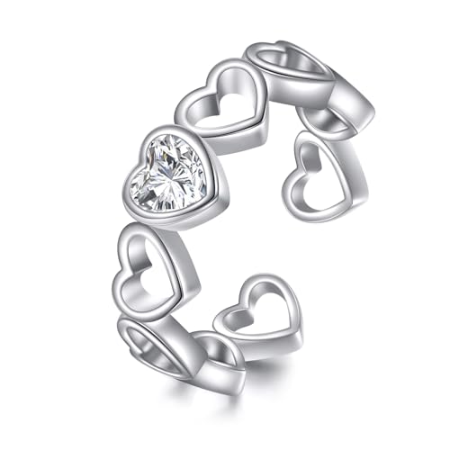Bague cœur en moissanite VONALA en argent sterling 925, le cadeau idéal pour femme