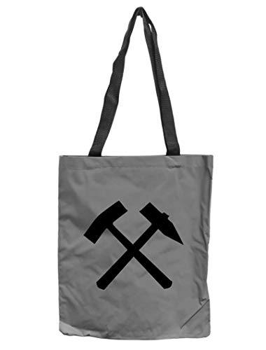 WB wohn trends Reflektor-Tasche Ruhrpott Schlägel und Eisen, grau-Silber REFLEKTIERT! Einkaufs-Beutel mit Innentasche, Einkaufstasche Tragetasche Shopper Shopping-Bag Cover