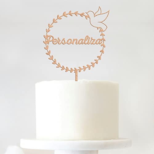 ADOREI - Topo de Bolo Personalizado Texto + Moldura MDF - | Batizado | Comunhão | Crisma | Profissão de Fé - Bautizado | Comunión | Confirmación | Profesión de fe | Cake Toppers | Laser Cut