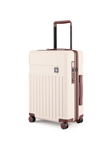 Image of EUME Classic Cabin 55 Cm Trolley Bag Small Size for Travel, Mocha White | Polycarbonate (PC) 8 Hinomoto Wheels Suitcase | Small Trolley Bag for Luggage