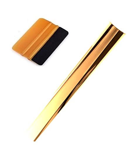 Bandeau Or Pare Soleil Film a Poser sur Pare Brise Couleur graduelle réfléchissante Effet Miroir de Teinte Chrome. Application intérieure en Haut pour ombrage et Filtration Cover