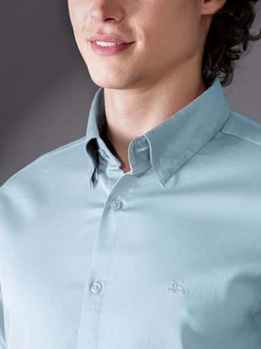 Image of BEYOUNG Regular Fit Formal Satin Shirt for Men | Full Sleeves | Men's Stylish Satin Silk Shirt | Formal Shirt | Buttondown Collar | Satin Solid Shirt for Men