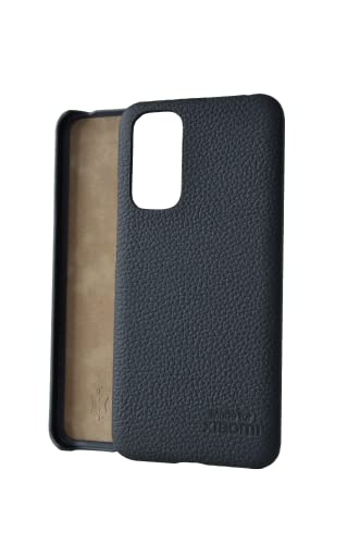 Made for Xiaomi Back Case, Echtleder Schutzhülle, Handyhülle für 12 & 12X, Handgefertigt in Europa - Schwarz