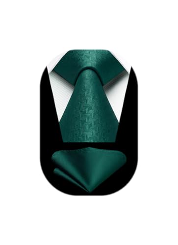 HISDERN Corbatas Verde Hombre Modernas Corbata y Pañuelo de Boda Conjunto Corbatas de Business
