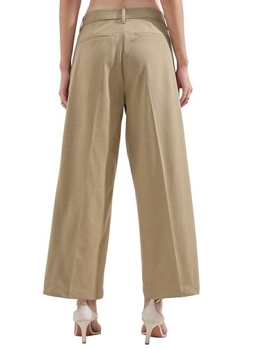 Image of Tokyo Talkies Wide Leg Relaxed fit Korean Pants |Ultra Soft|High Rise Pleated Trousers |Workwear|Formal All Day wear