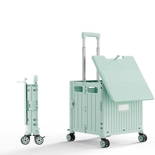 Carrito de la compra plegable, barra de tracción ajustable, polea de 360°, capacidad de carga de 60 kg, capacidad de 45 l/65 l, diseño que ahorra espacio, ideal para acampar y ir de compras