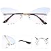 GALPADA Butterfly Rimless Sunglasses Women Fashion Irregular Blue and Pink Gradient Lens Gold Frame Eyewear for Cosplay and Outdoor Accessories