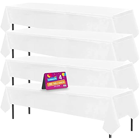 SOL 4pk Heavy Duty White Table Cloths Cover