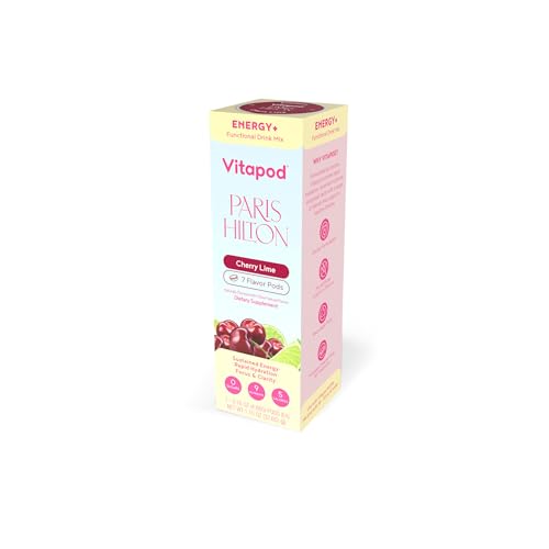 Paris Hilton x Vitapod Energy+ 7 Functional Drink Mix Pods in Cherry Lime, 200mg of caffeine, zero sugar, and 9 nutrients per Pod