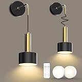 TELhomlite Battery Operated Wall Sconce, Rechargeable Wireless Wall Lights Set of 2, RGB Remote Cont