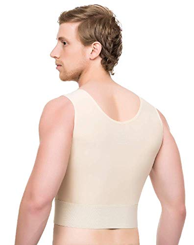 Isavela Short Length Male Abdominal Cosmetic Surgery Compression Vest W/Zipper MG03-SH SM, Beige3