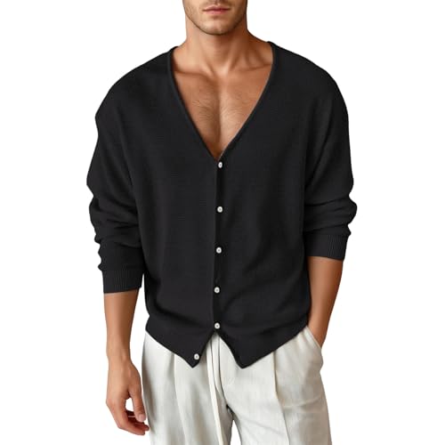 Suéter de punto casual tipo cárdigan de punto de color puro con cuello V prendas de punto