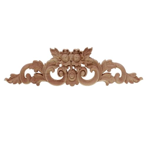 Apliques de madera tallada a mano de 45x10 cm para decoración elegante de muebles 2