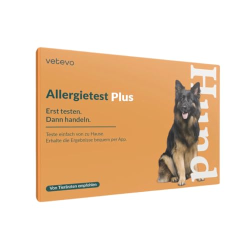 vetevo Allergietest Plus Hund, Unverträglichkeitstest Hunde, bei Juckreiz & Niesen, 360+ Futtermittel Unverträglichkeiten, Gräser, Pollen & Co