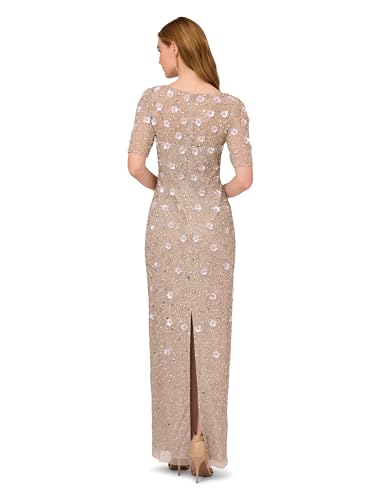 Image of Adrianna Papell Womens Beaded Long 3D Floral Dress