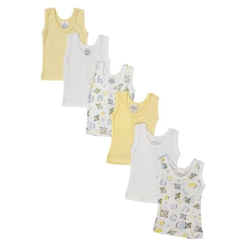 Bambini NC-0484L Unisex Baby 6 Piece Tank Tops, White - Large