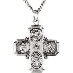 Banvari 25.00X24.00 Mm 4-Way Cross Medal In 14K Yellow Gold #TOP3