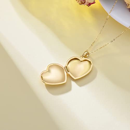 Fencci 14K Solid Gold Photo Locket Necklace Heart Locket For Women, Gold Heart Pendant Locket Necklace That Holder Picture Photo Necklace Jewelry Mother's Day Gift For Mom Wife（Heart Locket） #TOP1