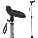 メディケン(MEDIKEN) 折りたたみ杖 軽量 ステッキ 杖長75.5-88cm 6段階調整 男女兼用ステッキ 杖 アルミニウム製 高齢者 介護 おしゃれ ギフト伸縮 グレー