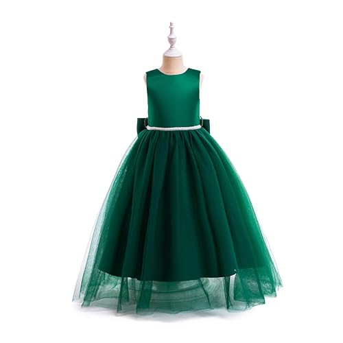 Glamulice Flower Girls Satin Bridesmaid Dress V Open Back Long A Line Wedding Pageant Dresses Princess Party Ball Gown3