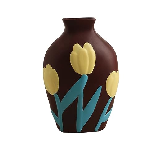 KITCISSL Retro Painted Ceramic Vase Ornament Flower Vases Centerpiece for