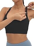 V VOCNI Nursing Bras for Breastfeeding Maternity Sports Bras Tank Top Sexy Workout Yoga Pregnancy Bra Black Medium
