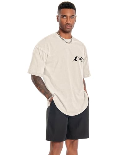 Image of Oversized Tshirts for Men Short Sleeve Vintage Washed Basic Loose Tees 2026