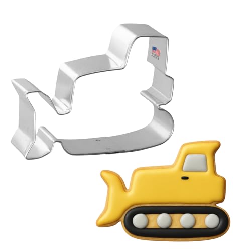 Bulldozer Cookie Cutter 3 Inch - Made in the USA – Foose Cookie Cutters Tin Plated Steel Bulldozer Cookie Mold