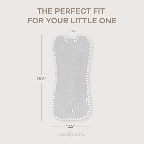 Comfy Cubs Swaddle Blanket Baby Girl Boy Easy Zipper Wrap 2 Pack Newborn Infant Sleep Sack (Large 3-6 Months, Grey)