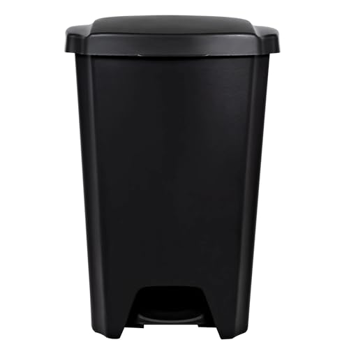 Caneca de basura plástica con pedal negra de 12.1 gal miniatura 4