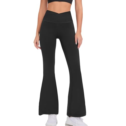 Zilams Pantalones de Yoga para Mujer Cross Cintura Alta Bootcut Yoga Pants Acampanados Pantalones de Jazz Trabajo Elasticos Comodos Casual Flared Leggings Deportivos Pantalon para Fitness Entrenamient