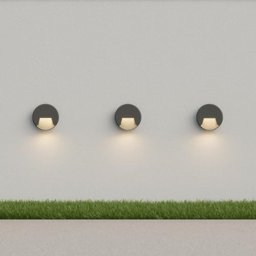 CGC Lighting Slim Wall Brick Light Outdoor Surface Mount Garden Weatherproof Corrosion Resistant (Black Round) - Image 2