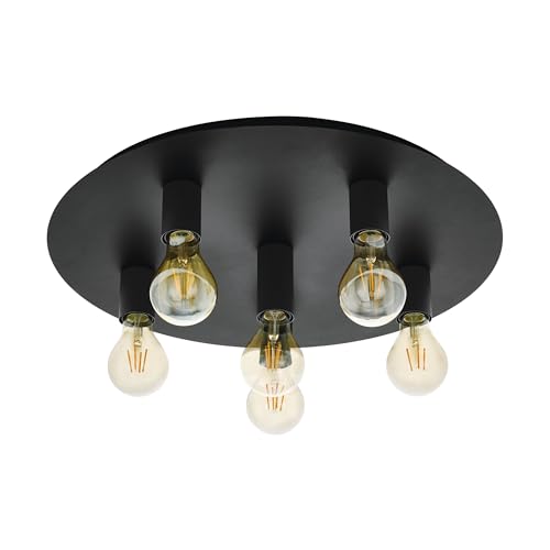 Plafonnier moderne Eglo 98157 Passano en acier noir culot E27