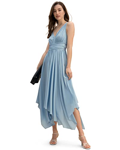 LilySilk Silk Dress for Women Long Sexy V Neck Retro Vintage Irregular Hem Sleeveless Vacation Party Wedding