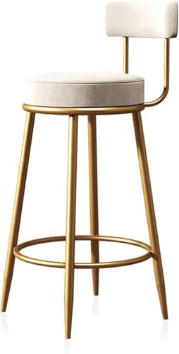Sillas Altas para Bar Taburete de Bar Sillas de bar modernas con reposapiés de metal con respaldo y dorado 65/75 cm Silla de bar de altura de mostrador para el hogar, comedor, cafetería(Beige,65cm)