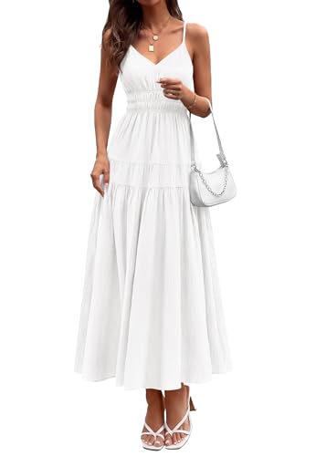 Image of KIRUNDO Maxi Dresses for Women 2026 Summer Sleeveless Spaghetti Strap Long Flowy Beach Vacation Dress Boho A Line Sundress