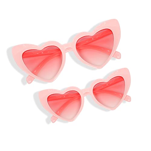 2 Pairs Retro Heart Sunglasses for Women Fun Mommy and Me Sets Birthday Glasses Easter Basket Stuffers