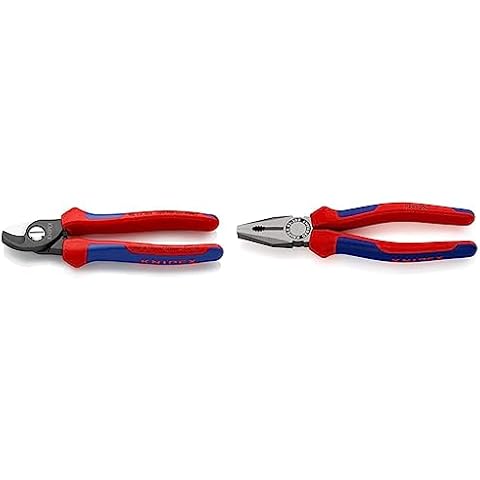 Knipex Tijeras cortacables bruñido, con fundas multicomponentes 165 mm 95 12 165 & Alicate universal negro atramentado, con fundas multicomponentes 200 mm 03 02 200 Cover