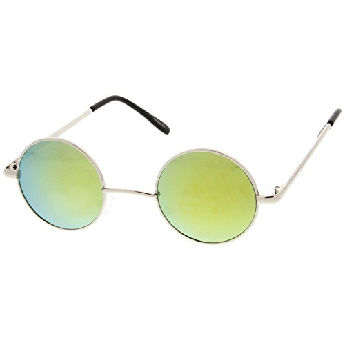 Image of zeroUV Small Retro-Vintage Style Lennon Inspired Round Metal Circle Sunglasses