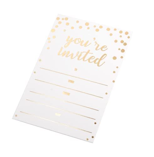 50 Pack Invitation Card - Elegant Greeting Cards ‘’You Are Invited’’ In Gold Foil Letters – For Wedding, Bridal Shower, Baby Shower, Birthday Invitations - 52 Kraft Envelopes Included - 4" X 6" #TOP2