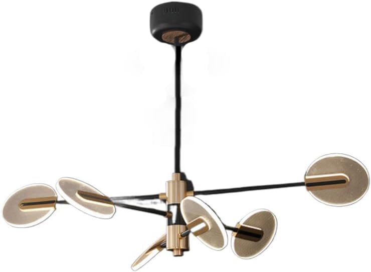 Lustre du milieu siècle à 8 lumières LED noir pour salon