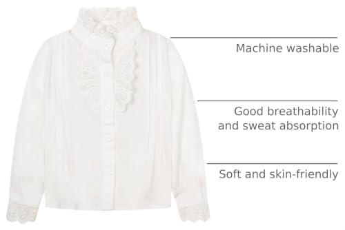 Image of Mud Kingdom Girls Blouse Shirts Spring Fall Long Sleeve Button-Down Top Ruffle Collar
