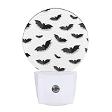 EKOBLA Funny Bats Night Light Black Spooky Bats Spider Scary Night Lights Plug Into Wall Auto Sensor LED Dusk to Dawn Lamp for Bedroom Staircase Living Room
