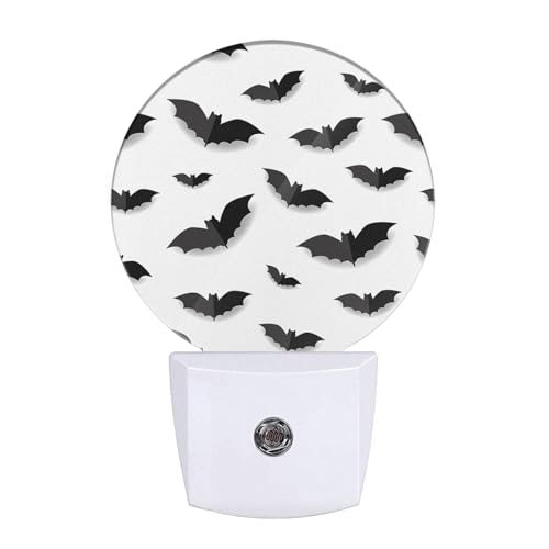 Image of EKOBLA Bat Night Light, Seasonal Black Bat and Spider Halloween Night Lights Plug Into Wall with Auto Sensor for Bedroom and Staircase