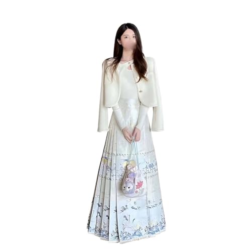 Hanfu quotidien de qualité : jupe de cheval blanche style chinois raffiné
