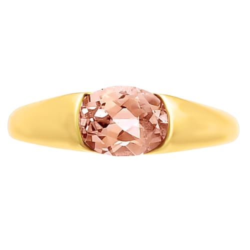 18K Gold Filled Amethyst Gemstone Ring for Women – Non-Tarnish Oval Cut Multi-Stone Stacking Ring – Dainty Gold Plated Ring for Engagement, Wedding, Gifts