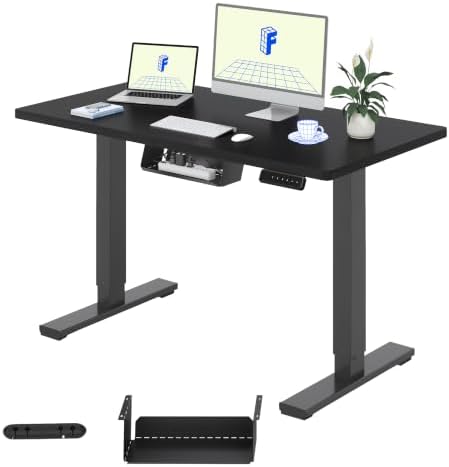 FLEXISPOT Escritorio Elevable Eléctrico 100x60cm, Mesa Escritorio Tablero Entero con Memoria, Sistema Anticolisión, para Oficina, Casa,Teletrabajo y Zona Compacta, Negro
